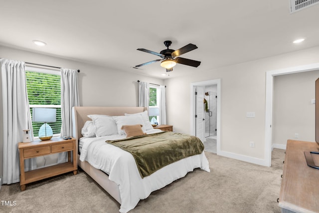 403 Sustainable Way, Raleigh, NC 27610 - bedroom with carpet, recessed lighting, ceiling fan, and ensuite bath