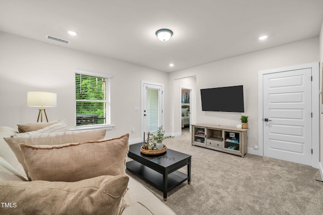 403 Sustainable Way, Raleigh, NC 27610 - living room featuring carpet floors and recessed lighting