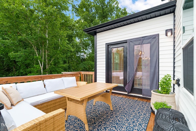 403 Sustainable Way, Raleigh, NC 27610 - wooden deck with an outdoor living space and outdoor dining area