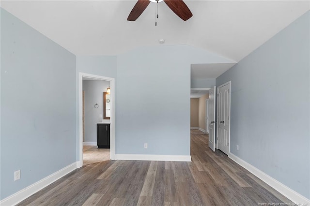 4041 Lifestyle Rd, Fayetteville, NC 28312 - spare room with ceiling fan, wood finished floors, and lofted ceiling