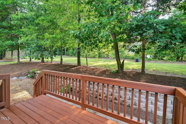 4518 Coral Dr, Durham, NC 27713 - wooden deck featuring view of scattered trees