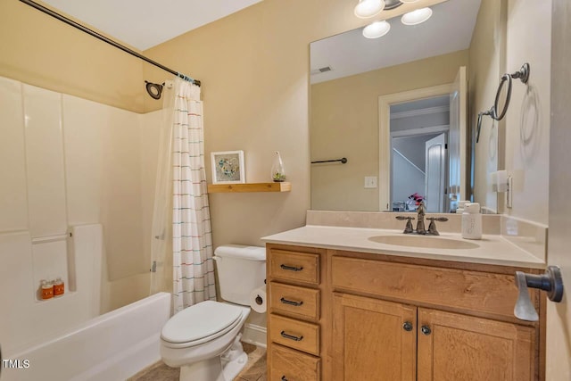 7269 Bedford Ridge Dr, Apex, NC 27539 - bathroom featuring shower / bath combo, vanity, and tile patterned flooring