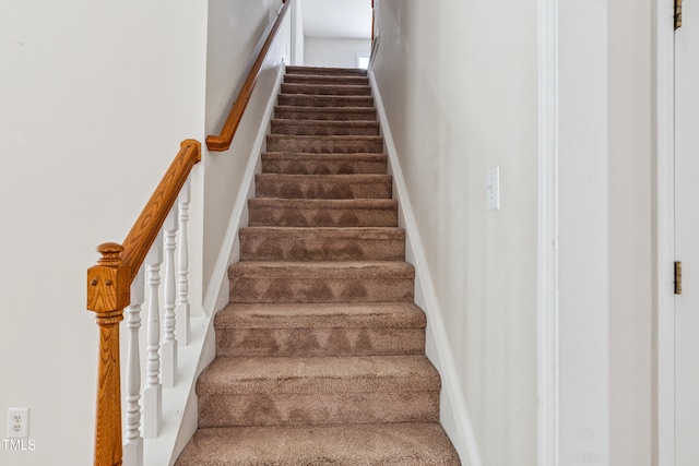 2228 Cedar Grove Dr, Durham, NC 27703 - stairs with carpet and baseboards