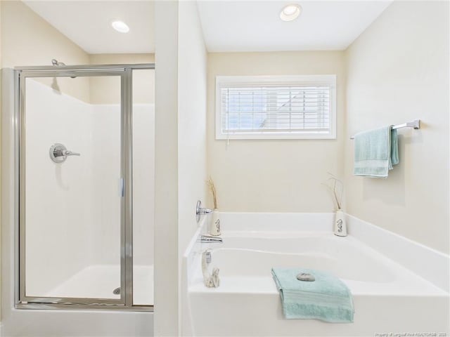448 Pittfield Run, Cameron, NC 28326 - full bath with a stall shower, a garden tub, and recessed lighting