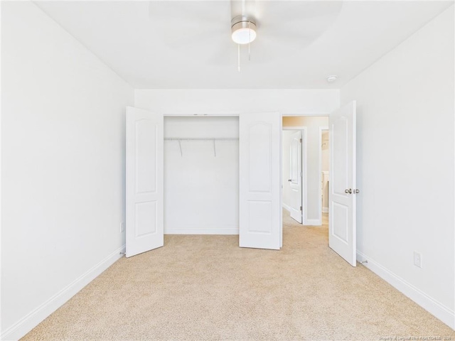 448 Pittfield Run, Cameron, NC 28326 - unfurnished bedroom with light colored carpet, a closet, and ceiling fan