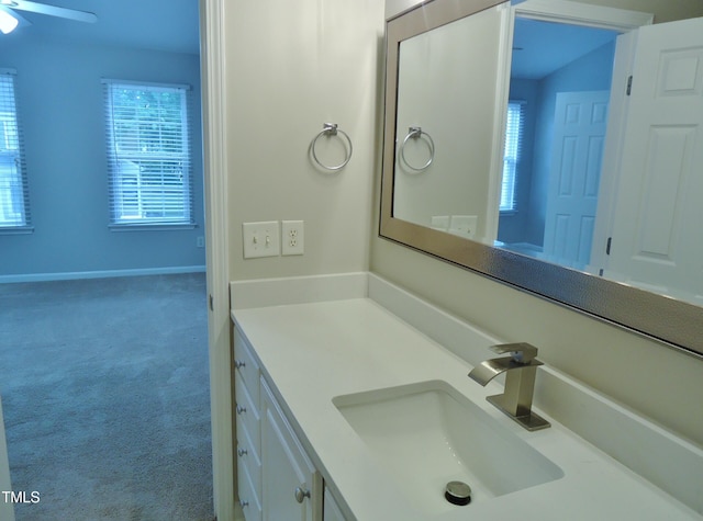 8315 City Loft Ct, Raleigh, NC 27613 - bathroom with vanity, healthy amount of natural light, and ceiling fan