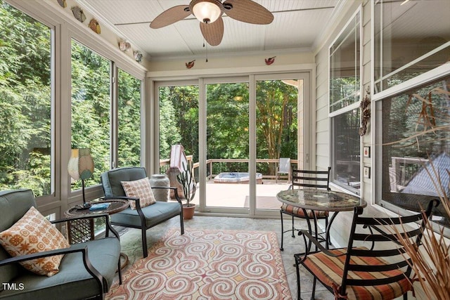 2800 Royal Forrest Dr, Raleigh, NC 27614 - sunroom / solarium with a ceiling fan and plenty of natural light