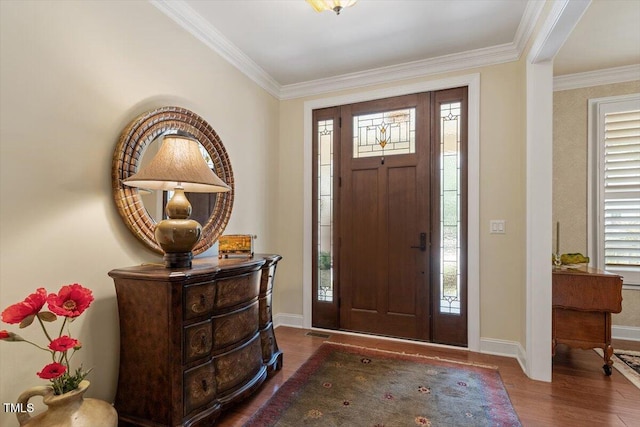 2800 Royal Forrest Dr, Raleigh, NC 27614 - entryway featuring wood finished floors, plenty of natural light, and crown molding