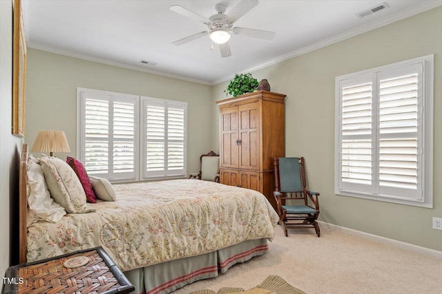 2800 Royal Forrest Dr, Raleigh, NC 27614 - bedroom with crown molding, carpet, and ceiling fan