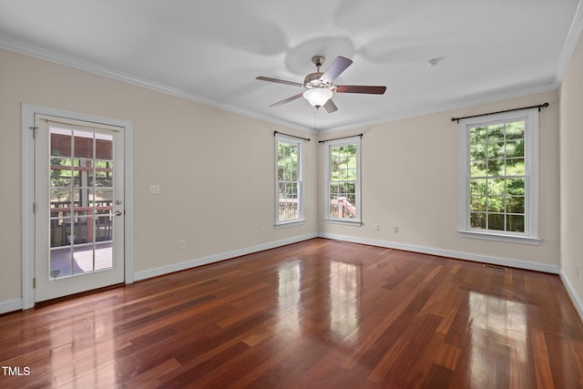 430 Beechwood Trl, Henderson, NC 27536 - spare room with plenty of natural light, ornamental molding, ceiling fan, and wood finished floors