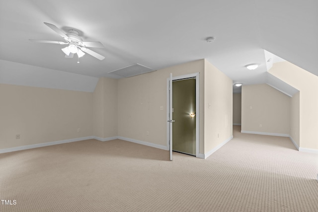 430 Beechwood Trl, Henderson, NC 27536 - bonus room featuring light colored carpet, vaulted ceiling, a ceiling fan, and attic access