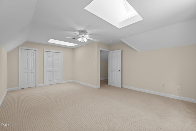 430 Beechwood Trl, Henderson, NC 27536 - bonus room with a skylight, lofted ceiling, light carpet, and a ceiling fan