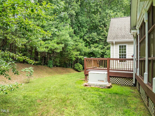 430 Beechwood Trl, Henderson, NC 27536 - view of green lawn featuring a wooden deck
