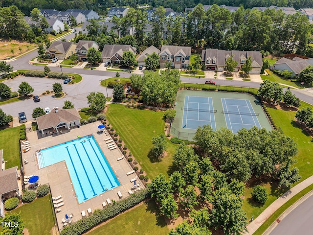111 Court Jester Way, Morrisville, NC 27560 - aerial view of residential area featuring a pool area