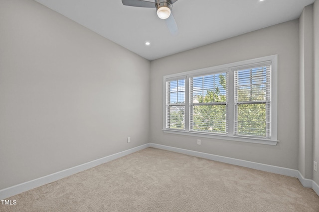 111 Court Jester Way, Morrisville, NC 27560 - spare room featuring light colored carpet, ceiling fan, and recessed lighting