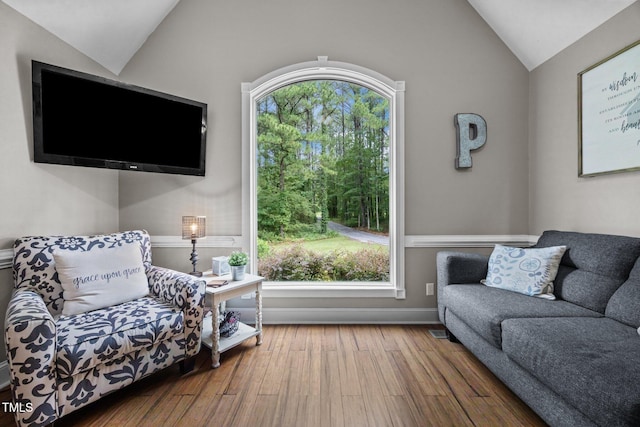 1128 Old Stage Rd S, Erwin, NC 28339 - living room featuring lofted ceiling and wood finished floors