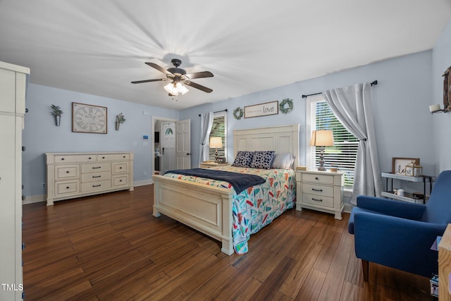 1128 Old Stage Rd S, Erwin, NC 28339 - bedroom featuring dark wood finished floors and a ceiling fan