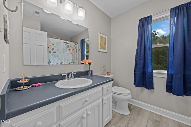 1128 Old Stage Rd S, Erwin, NC 28339 - full bathroom featuring vanity, plenty of natural light, wood finished floors, and a shower with shower curtain