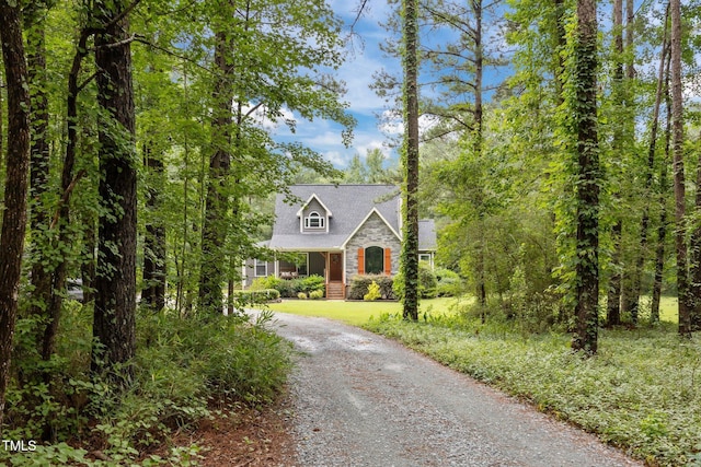 1128 Old Stage Rd S, Erwin, NC 28339 - view of front of home with gravel driveway and stone siding