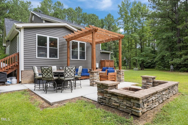 1128 Old Stage Rd S, Erwin, NC 28339 - view of patio featuring a fire pit and a pergola