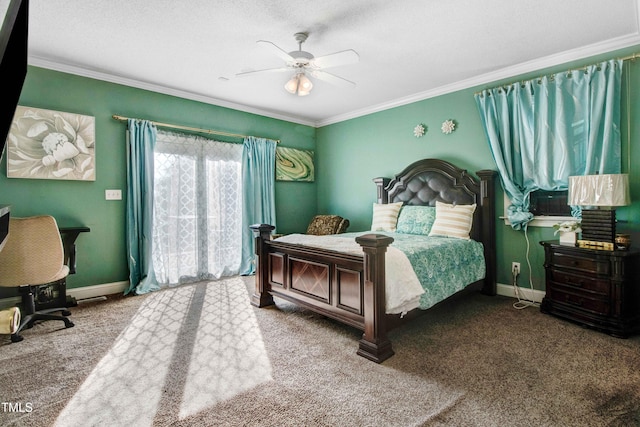 4904 Pebble Beach Cir N, Wilson, NC 27896 - bedroom with carpet, crown molding, and a ceiling fan