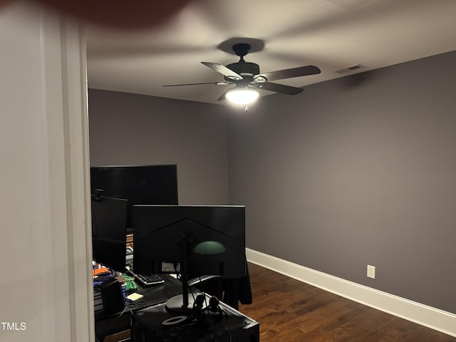 2305 Berteau Dr, Wake Forest, NC 27587 - office space featuring ceiling fan and dark wood-style flooring