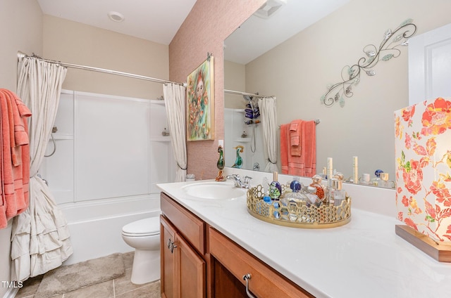 1205 Barnford Mill Rd, Wake Forest, NC 27587 - full bathroom featuring vanity, shower / bathtub combination with curtain, and tile patterned flooring