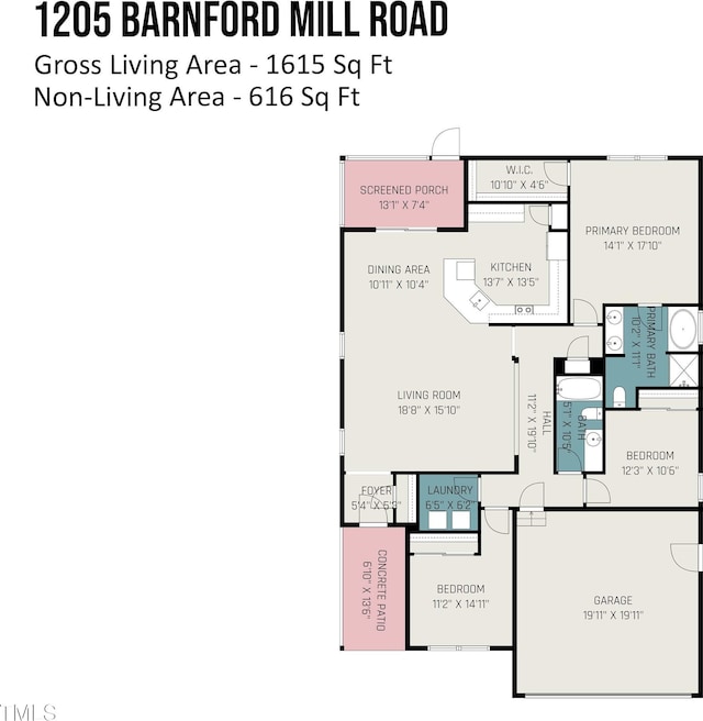1205 Barnford Mill Rd, Wake Forest, NC 27587 - view of floor plan / room layout