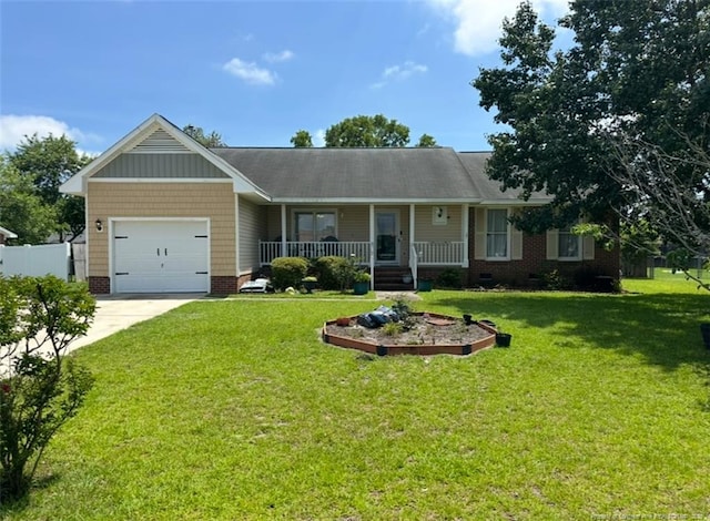 7453 Avila Dr, Fayetteville, NC 28314 - single story home with a porch, driveway, and a garage