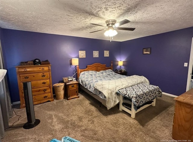 7453 Avila Dr, Fayetteville, NC 28314 - carpeted bedroom featuring ceiling fan and a textured ceiling