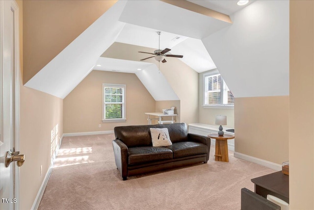 3650 Brooks Bnd, Franklinton, NC 27525 - sitting room with carpet, healthy amount of natural light, vaulted ceiling, ceiling fan, and recessed lighting