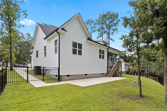 232 Captain Hbr, Sanford, NC 27332 - rear view of house with crawl space, a fenced backyard, and a patio