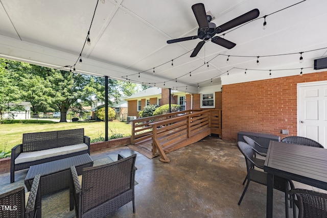 5203 Shady Bluff St, Durham, NC 27704 - view of patio / terrace featuring outdoor lounge area and a ceiling fan