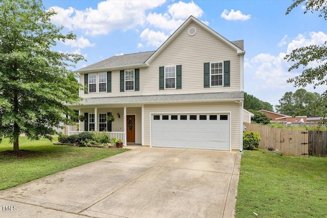 1643 Southcross St, Fuquay Varina, NC 27526 - traditional home with a porch, an attached garage, and driveway