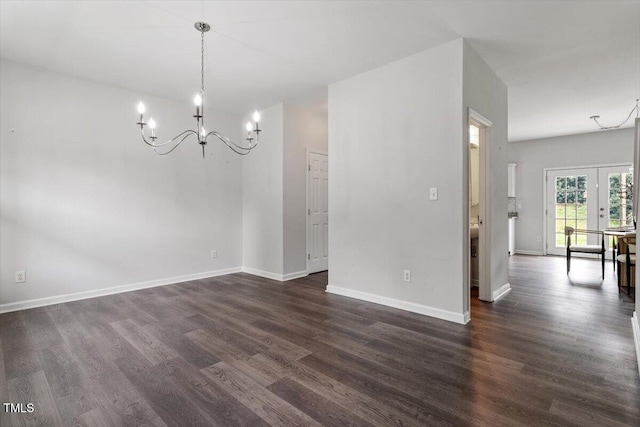 1643 Southcross St, Fuquay Varina, NC 27526 - unfurnished dining area featuring a chandelier and dark wood-type flooring