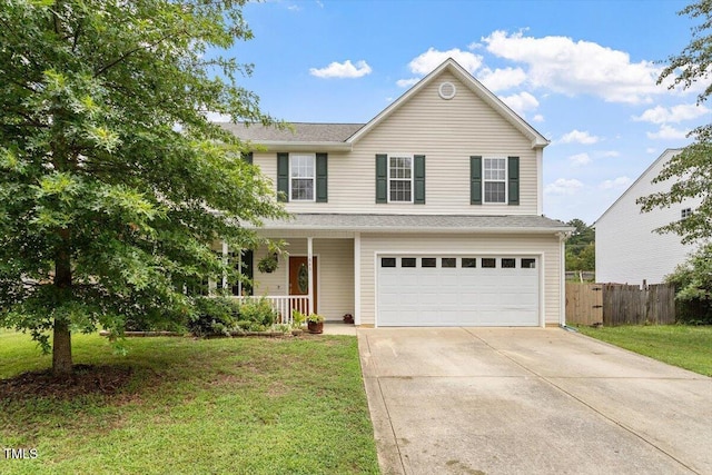 1643 Southcross St, Fuquay Varina, NC 27526 - traditional-style home with covered porch, concrete driveway, and an attached garage