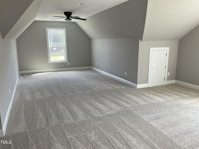 1034 Snapdragon Dr, Wake Forest, NC 27587 - bonus room featuring carpet, ceiling fan, and lofted ceiling