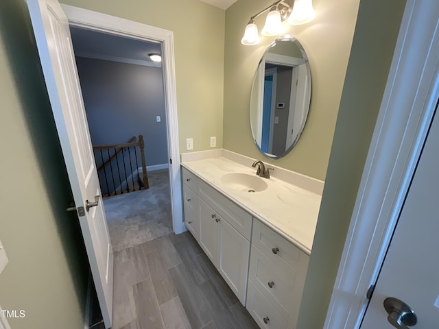 1034 Snapdragon Dr, Wake Forest, NC 27587 - bathroom with vanity and wood finished floors