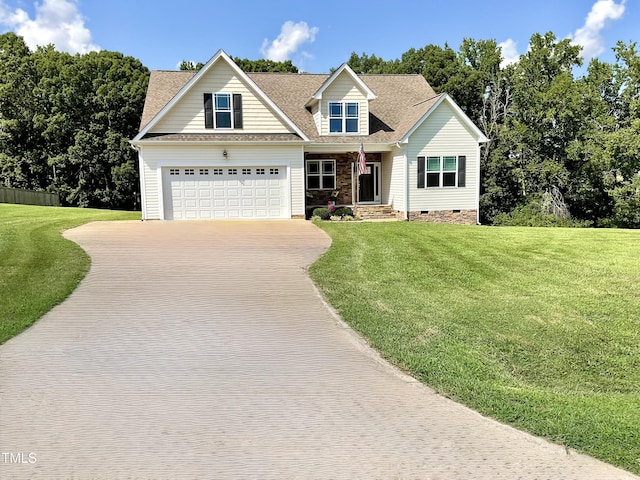 1034 Snapdragon Dr, Wake Forest, NC 27587 - view of front facade featuring concrete driveway, crawl space, a front lawn, and an attached garage