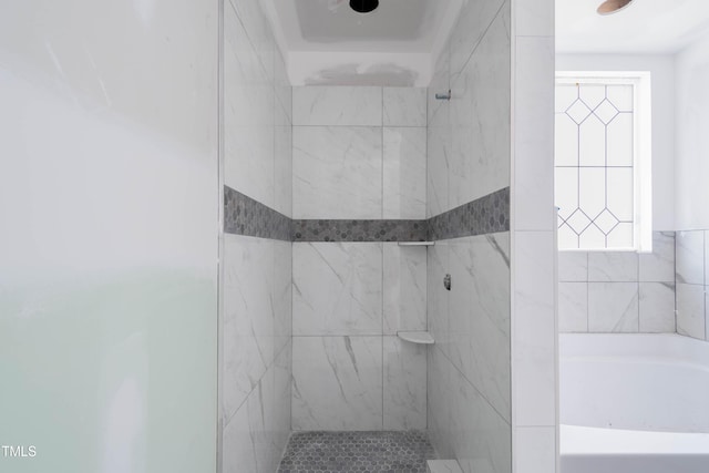 90 Miry Creek Ln, Clinton, NC 28328 - full bathroom with a garden tub and tiled shower