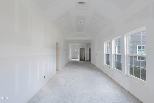 90 Miry Creek Ln, Clinton, NC 28328 - corridor featuring plenty of natural light, vaulted ceiling, and concrete flooring