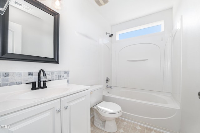 2486 Ingleside Dr, High Point, NC 27265 - full bath featuring vanity, shower / washtub combination, and backsplash