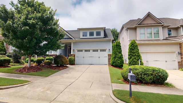 1524 Lily Creek Dr, Cary, NC 27518 - craftsman-style house with stone siding, driveway, and a garage