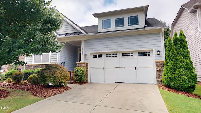 1524 Lily Creek Dr, Cary, NC 27518 - craftsman inspired home with stone siding, driveway, and roof with shingles