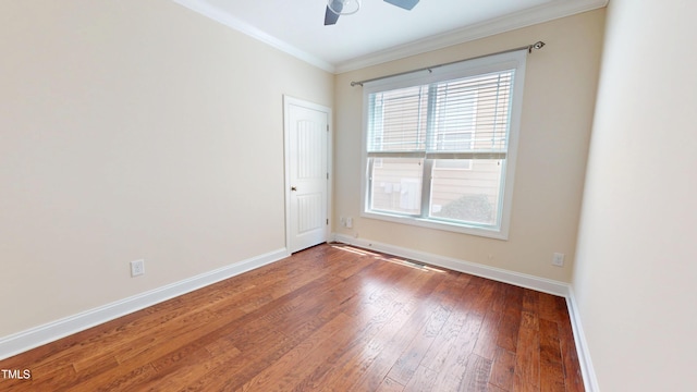 1524 Lily Creek Dr, Cary, NC 27518 - empty room with crown molding, hardwood / wood-style floors, and a ceiling fan
