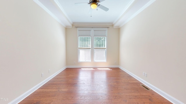 1524 Lily Creek Dr, Cary, NC 27518 - unfurnished room with ornamental molding, ceiling fan, and light wood-style flooring