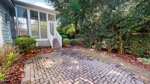 1524 Lily Creek Dr, Cary, NC 27518 - view of patio featuring a sunroom