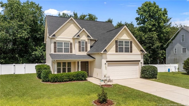297 Colonist Pl, Cameron, NC 28326 - traditional-style home featuring a garage, concrete driveway, a shingled roof, and a gate