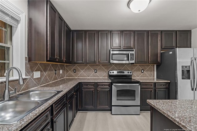297 Colonist Pl, Cameron, NC 28326 - kitchen featuring appliances with stainless steel finishes, dark brown cabinets, and backsplash