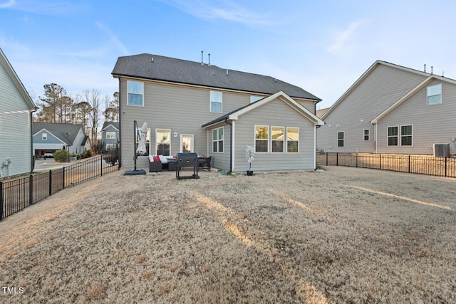 27 Needham Ln, Clayton, NC 27527 - back of house featuring a fenced backyard, a patio, and outdoor lounge area